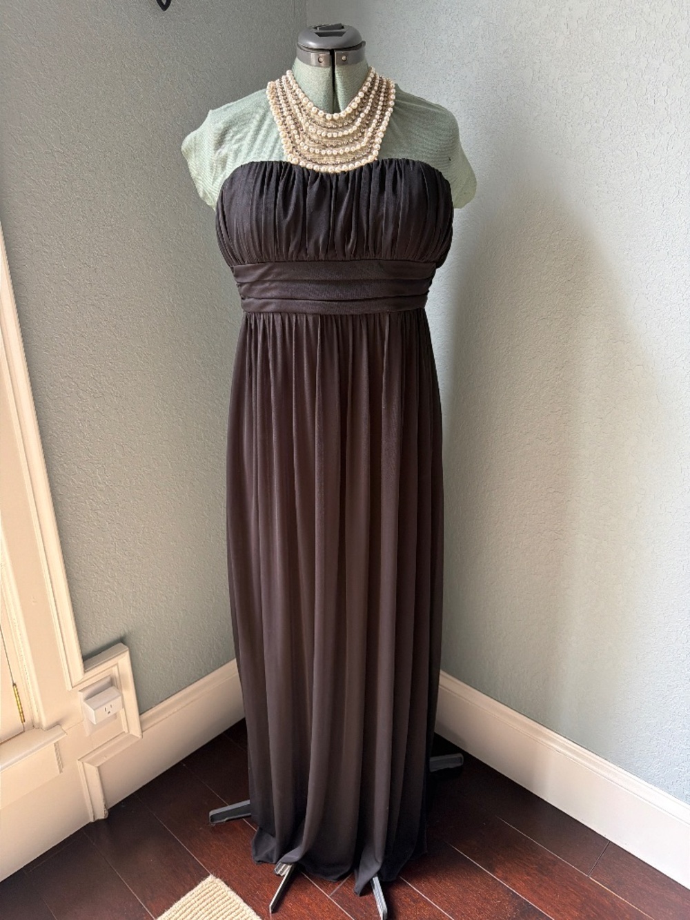 Long black chiffon formal